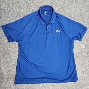 Lacoste Polo Golf Shirt Men 8 3XL Blue Crocodile Logo Short Sleeve Performance
